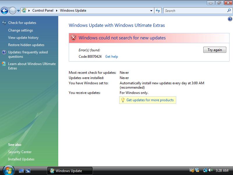 Windows Update Error 80070424
