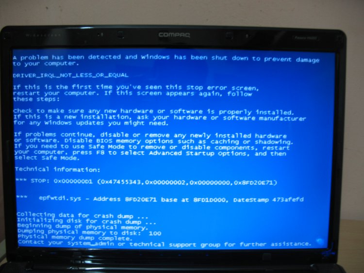 Fault bucket 0xD1_VRF_epfwtdi+3e71, type 0 Vista Forums