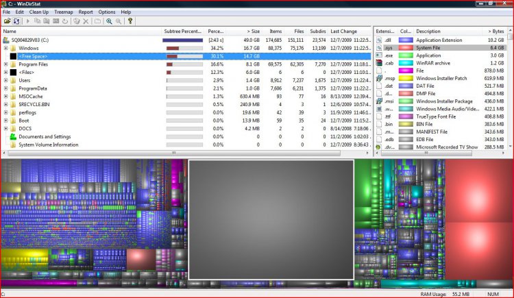 disk management snipshot 3 - WinDirStat before shadowstorage resize, 7 Dec 2009.JPG