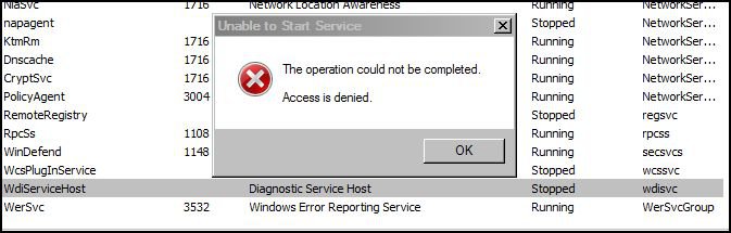 WdiServiceHost 2 Error - Access Denied.JPG