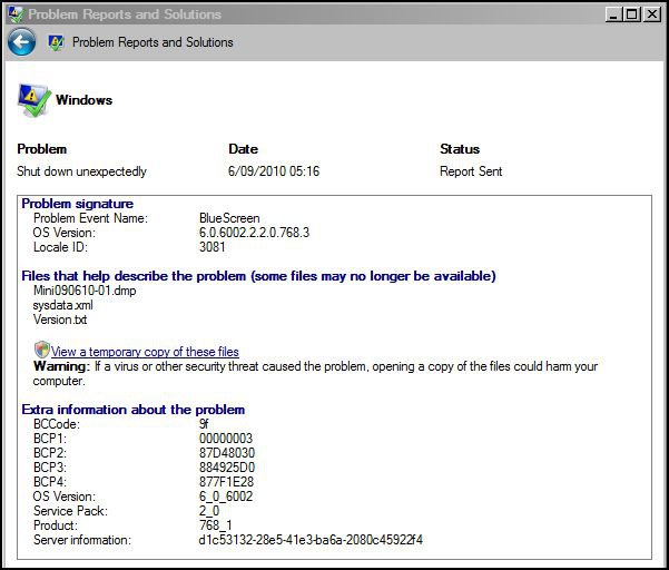 BSOD - Windows shut down unexpectedly Tue07Sep10.JPG