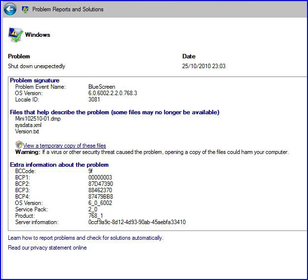 Problem Report - Windows BSOD 25Oct2010 11.03pm.JPG