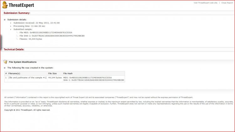 Threatfire Runndll32 alert Threatexpert report.JPG