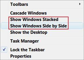 show windows side by side not working