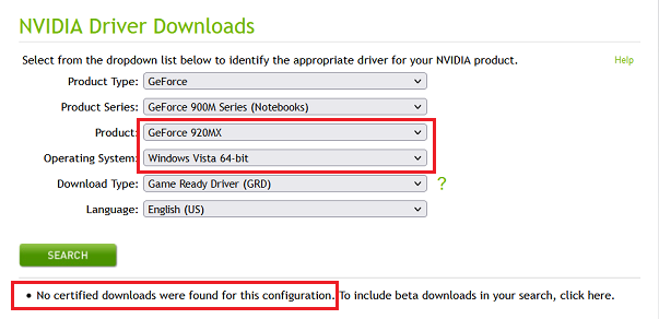 NVIDIA GeForce 920MX No Vista Drivers 03 Jul 2021.png