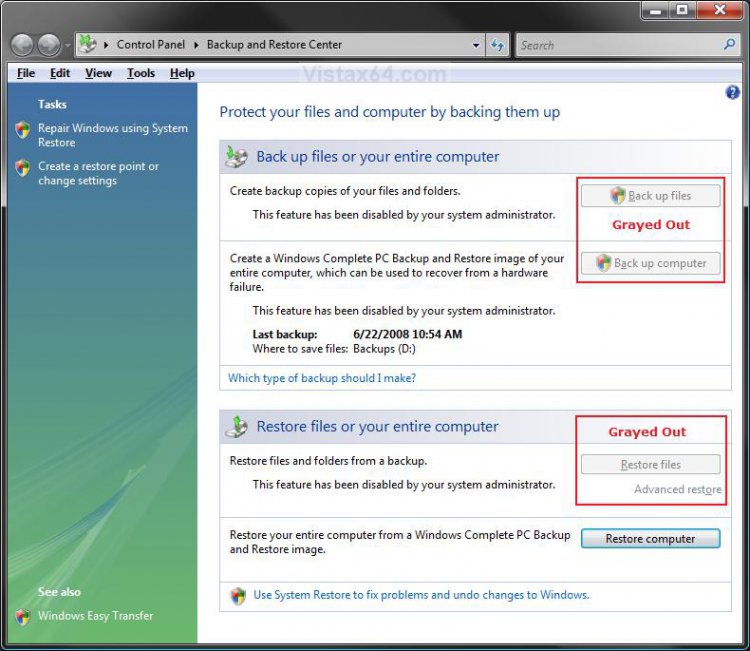 system restore is disabled by your system administrator system restore is disabled by your system administrator