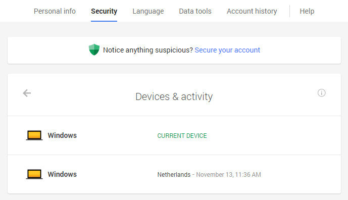 Now check which devices are accessing your Google Account